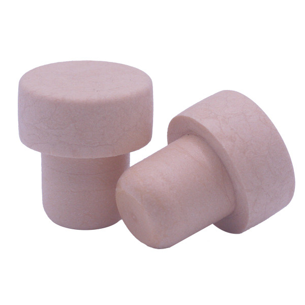 Two t-top beige synthetic solid stoppers